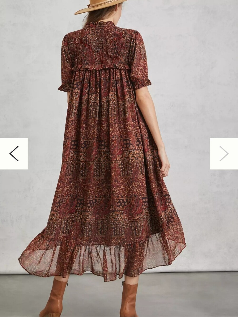 Anthropologie Pinnacle Made In India Detailed W Silk Fall Vibes High-Low Midi - Picture 2 of 15